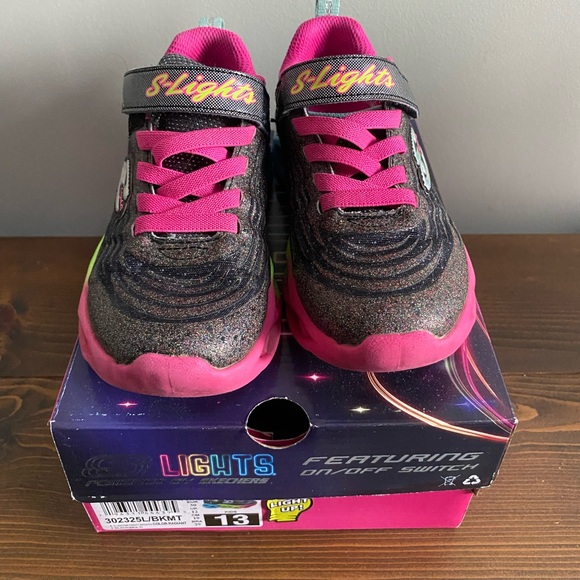 SOLD Skechers, 13C, Rainbow Metallic Black - Picture 4 of 5